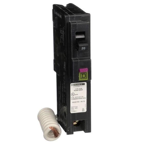 Square D HOM120DFC Homeline 20-Amp Single-Pole Dual Function Circuit Breaker