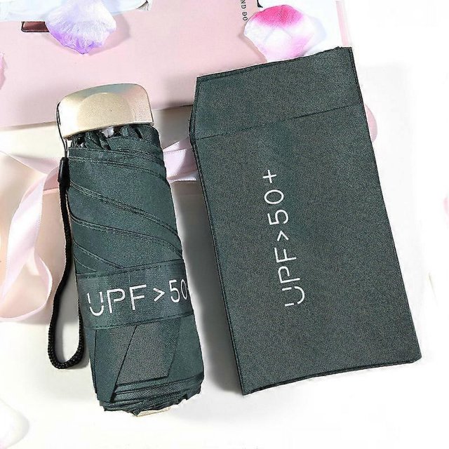 CHAO Paraguas portátil mini, plegable, ligero, compacto, de viaje, con 5 pliegues, unisex, color verde oscuro