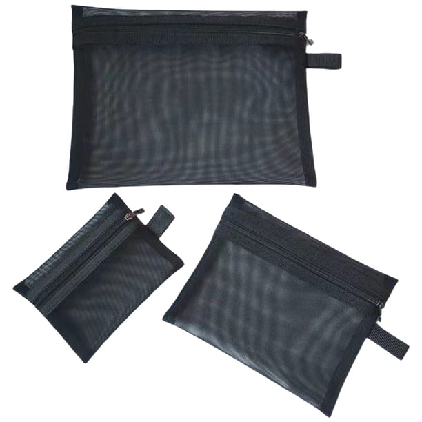 3 bolsas de malla con cremallera, bolsa de maquillaje portátil con cremallera, bolsas de malla para viajes