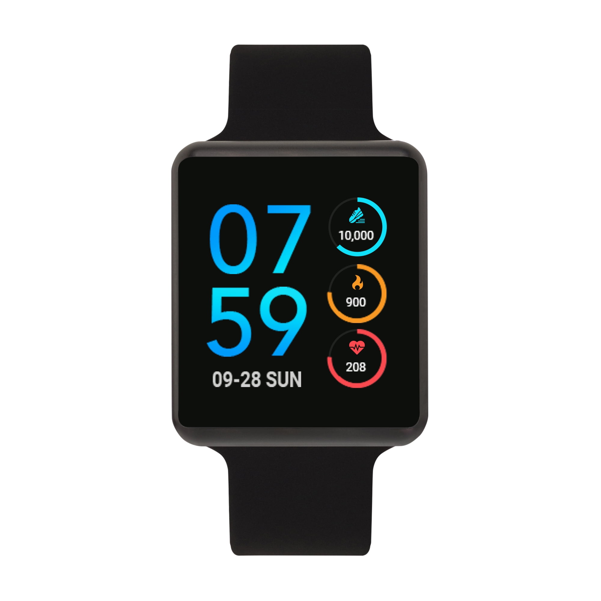 iTouch - iTouch Air Special Edition Silicone Strap Smartwatch with Pedometer - Black/Black (41mm