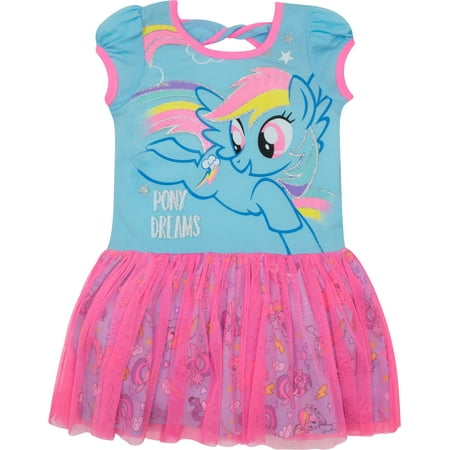 My Little Pony Toddler Girls' Tulle Dress Rainbow Dash, Blue and Pink