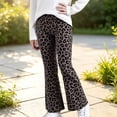 thumbnail image 4 of TIREOW Girls Leopard Print Flare Pants Elastic Waist Stretchy Trousers Fashion Casual Flared Leg Pants for Daily Wear, 4 of 4