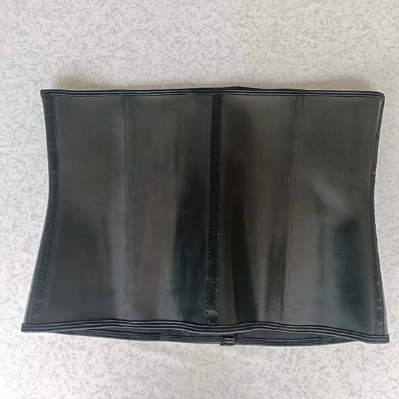 Gym PU Leather Smooth 9 Steel-Boned Latex Waist Trainer Belt for Abdominal Slimming, 4-Row Buckle Shapewear Strap