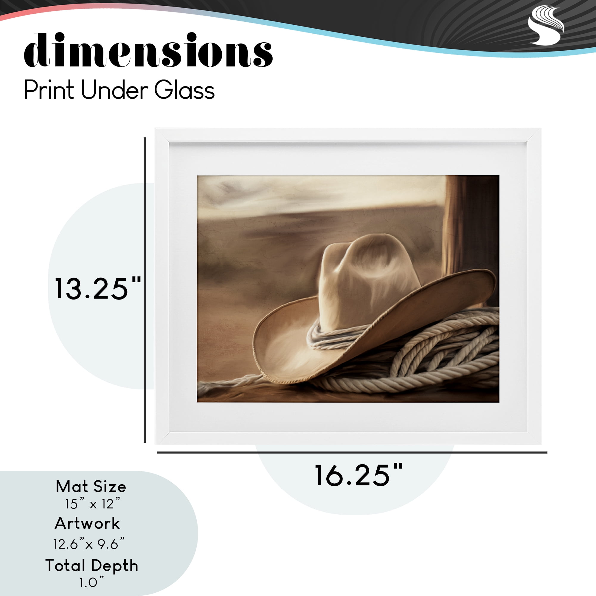 Stupell Industries White Cowboy Hat White Framed Print Under Glass, design by Kim Allen