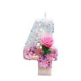 thumbnail image 2 of Candle Birthday, Number 4 Shape, Pink Rose Accent, Iridescent Glitter, Birthday Decorations Pink, 4Th Birthday Cake Topper, Pink Party Decor, 3 In, 1 Pc, 2 of 6