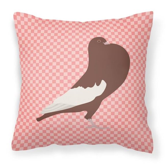 Carolines Treasures BB7954PW1818 English Pouter Pigeon Pink Check Fabric Decorative Pillow, 18 x 18 in.