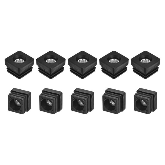 10Pcs 1.25"x1.25" Caster Insert with Thread, Square M10 Thread for Furniture