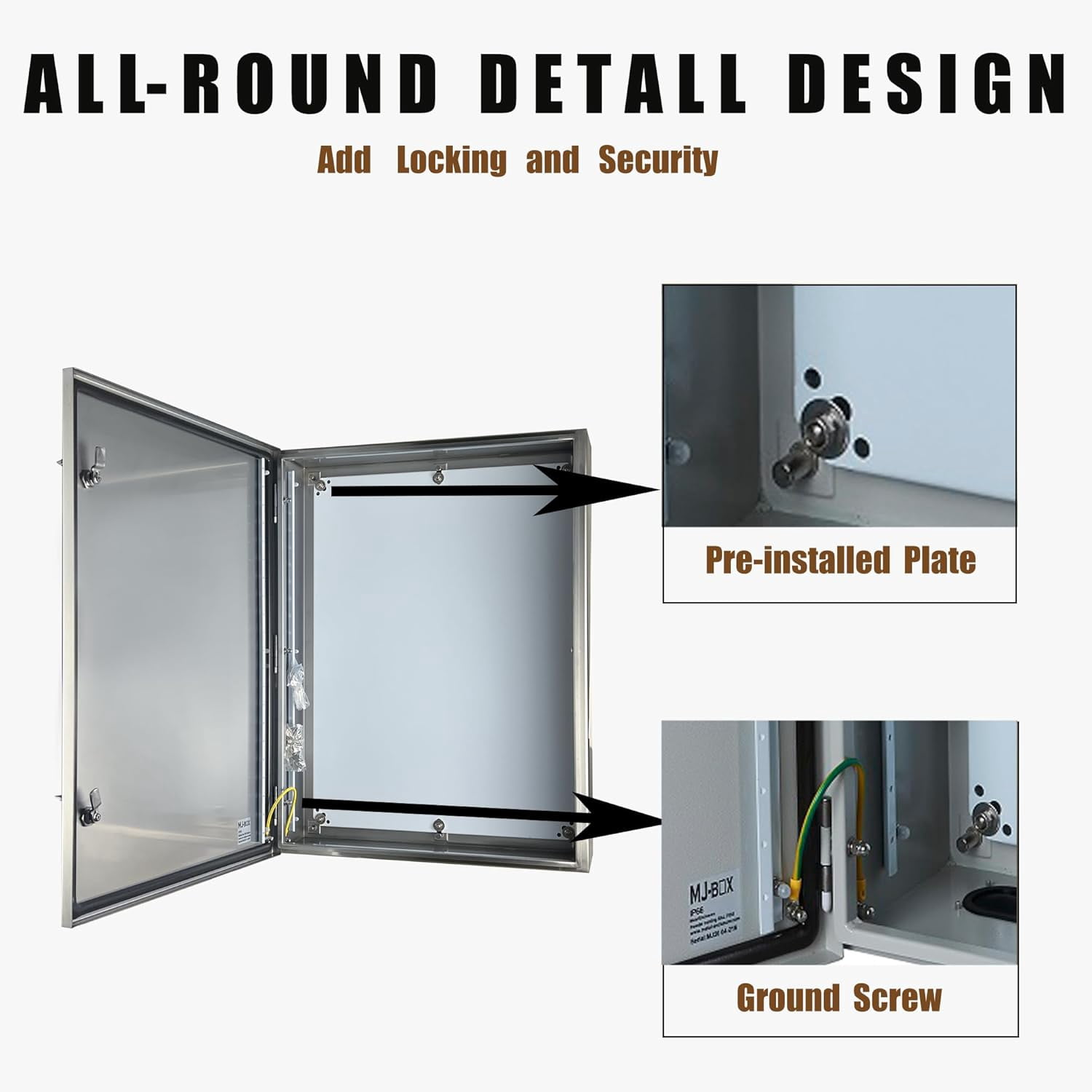 MJBOX SD-17x16x8 Double Compartment Steel Electrical Enclosure Box - Indoor Outdoor Protective Junction Box