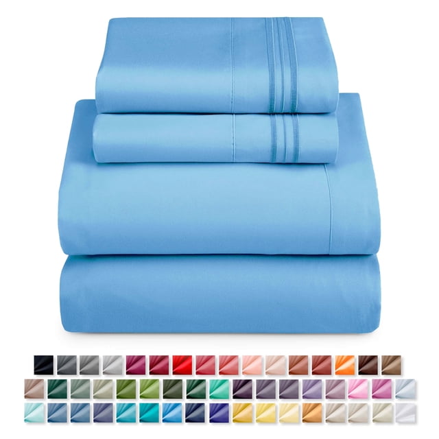Nestlé Juego de Sábanas Tamaño Queen, Suavidad Instantánea, 4 Piezas, Lujo Microfibra Suave para Cama Azul Tranquilo