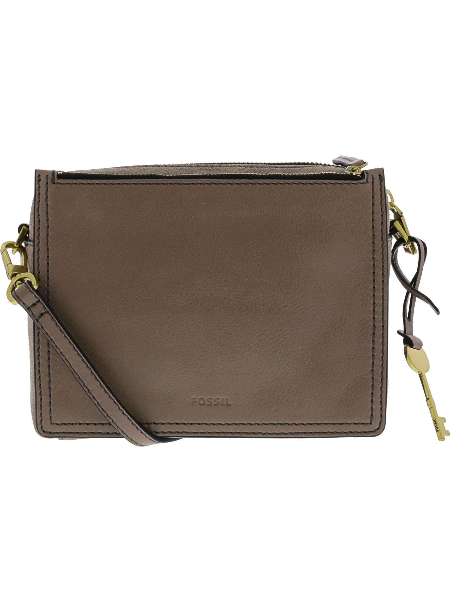 Fossil Women's Campbell Crossbody Leather Cross Body Bag Light Taupe