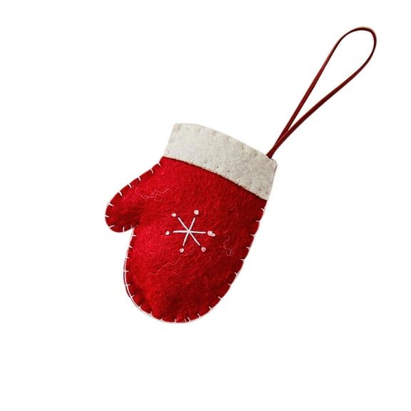 Bwiyojiz Christmas Decorations Home Decor Cloth Decoration Holiday Products Felts Shaped Cartooning Tree Ornaments Small Accessories Wooden Socks Gloves, Gifts for Her, Red