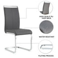 thumbnail image 4 of Sumdeal Modern 5-Piece Dining Table Set, 63" Rectangular Tempered Glass Table with 4 Gray PU Leather C-Frame Cantilever Chairs, Ghrome Plated Metal Legs, Luxury Kitchen & Dining Furniture, 4 of 8