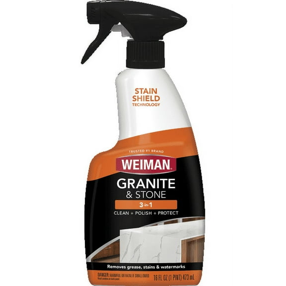 Weiman Granite & Stone 3-in-1 Cleaner, Polish & Protect for Granite and Stone Countertops, 16 fl oz - 2 Pack