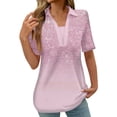 thumbnail image 2 of Fiudx Ofertas Relámpago Blusas Estampadas Informales para Mujer, Camiseta de Manga Corta, Top con Cuello Vuelto, 2 of 5