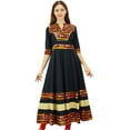 thumbnail image 2 of Bimba Women's Cotton Kurti Long Flared Anarkali Kurta 3/4 Sleeve Designer Indian Tunic, Black, 4, 2 of 8