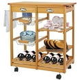 thumbnail image 2 of F2C Wooden Rolling Kitchen Island Trolley Cart Storage Cart Rack Shelf Organizer W/Drawers (Wooden Kitchen Island), 2 of 7