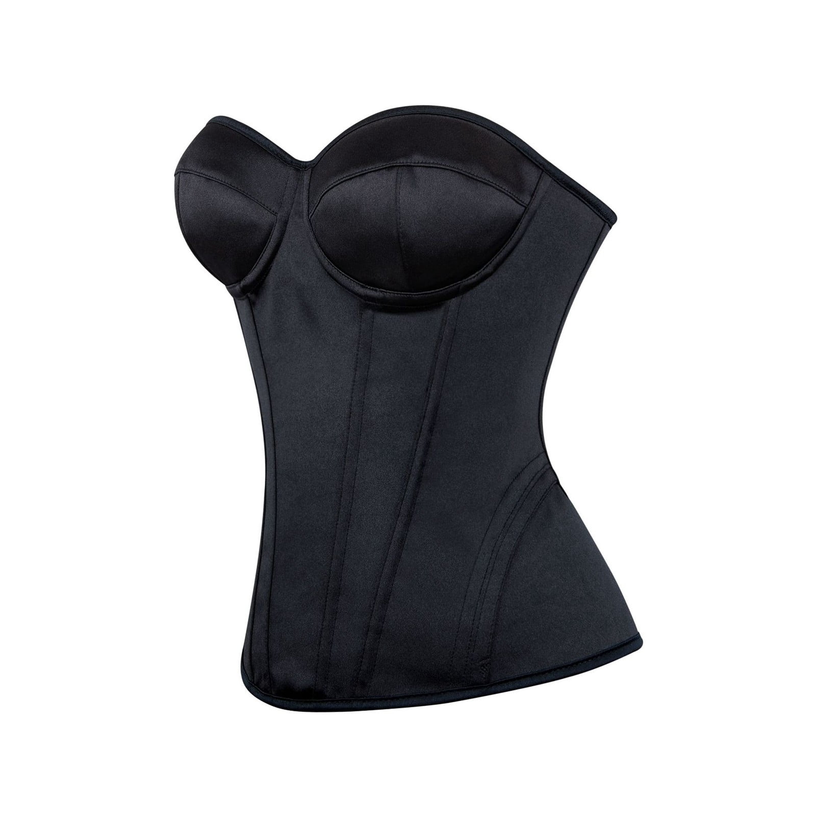 KHONTS Women’s Backless Strapless Satin Longline Bustier Bridal Bras Full Support Lingerie Black L