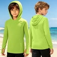 thumbnail image 2 of RUTAYY Boys Hooded Long Sleeve Athletic Tops Solid Color Loose Fit Kids Active Layering Tops Green, 2 of 9