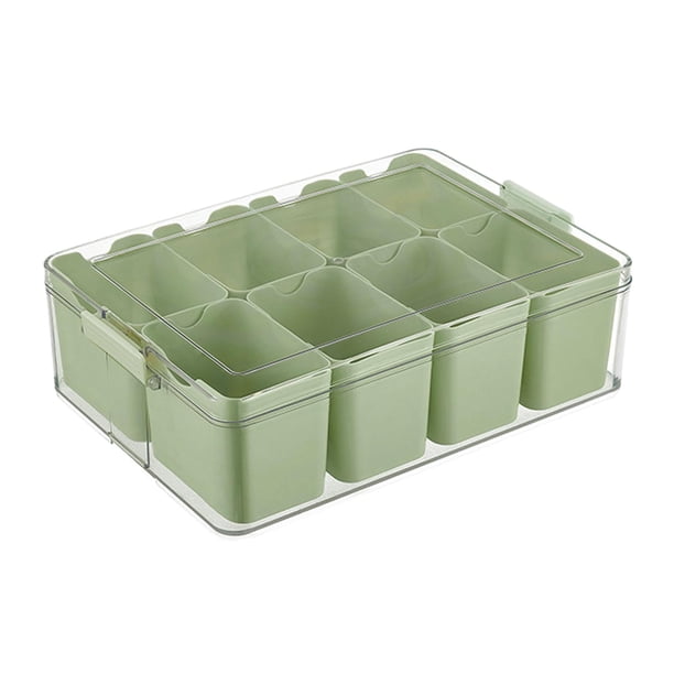 Caja de condimentos con 8 rejillas, tarro de especias, organizador de cocina ligero con tapa, caja de condimentos combinada para mesa de comedor Verde