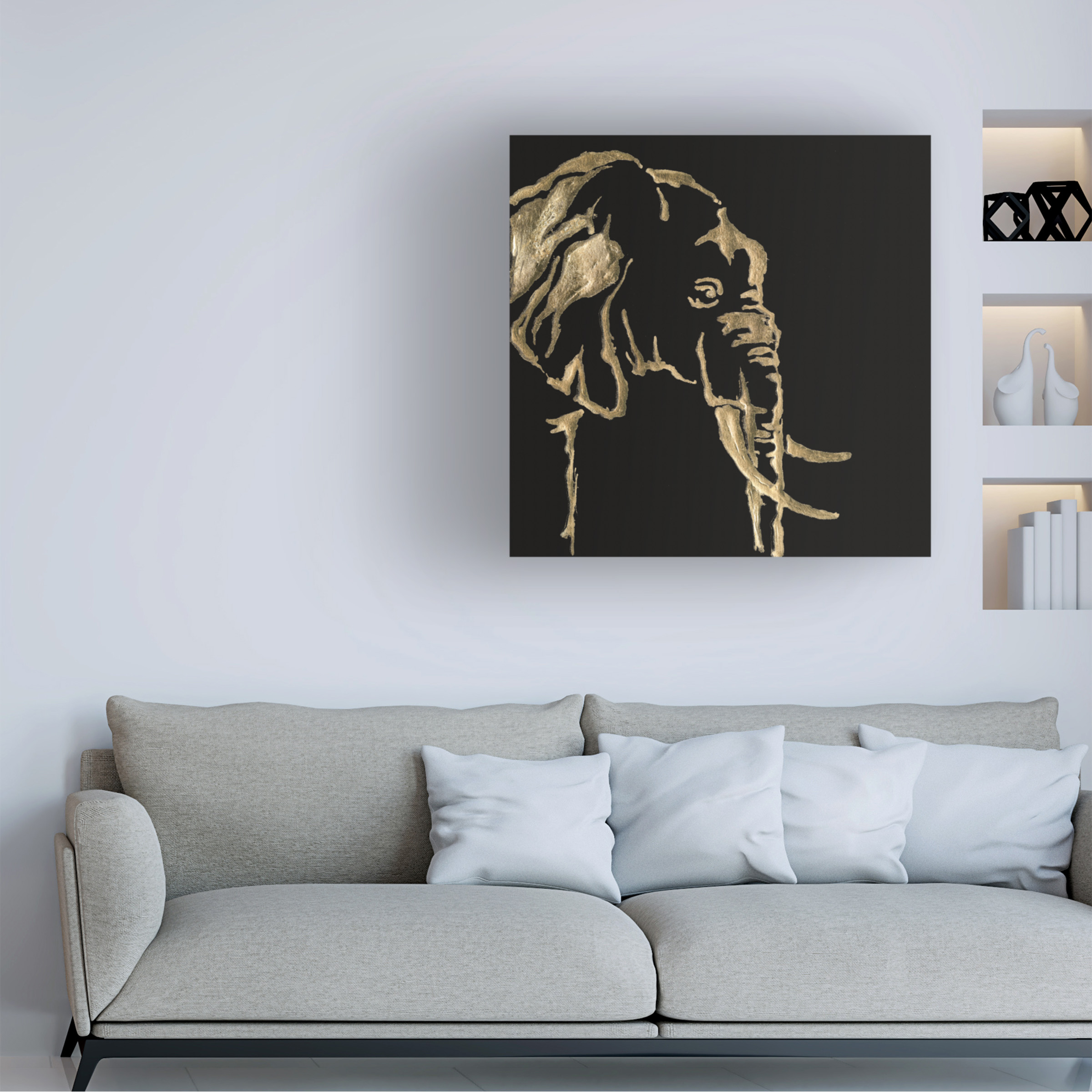 Trademark Fine Art 'Gilded Elephant on Black' Canvas Art by Chris Paschke