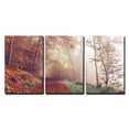 thumbnail image 2 of wall26 - 3 Piece Canvas Wall Art - Fall Landscape of Path Covered by Leaves Lead to Misty Forest - Modern Home Art Stretched and Framed Ready to Hang - 24"x36"x3 Panels, 2 of 4