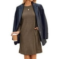 thumbnail image 4 of jinghuiyue Women Dresses Puff Long Sleeve Crew Neck Tunic Dress with Pockets Casual Knitted Pullover Dress L, 4 of 5