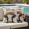 thumbnail image 2 of Outdoor Pillow Cover Flower Wreath Bull Set of 2 Waterproof Throw Pillowcases Welcome Spring Decorative Patio Furniture Pillows for Couch Garden Indoor & Outdoor Use, 2 of 9