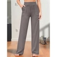 thumbnail image 4 of Pantalones Pierna para Mujer Pantalones Yoga Cintura Alta con Bolsillos Pantalones Deportivos Holgados y Elásticos para Trabajo o para Estar Cómoda en Casa Marrón XXL, 4 of 7