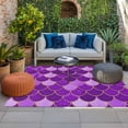 thumbnail image 2 of Purple Fish Scale Outdoor Rug for Patio/Deck/Porch, Non-Slip Large Area Rug 5 x 8 Ft, Modern Geometric Ombre Abstract Moroccan Indoor Outdoor Rugs Washable Area Rugs, Camping Rug Carpet Runner, 2 of 8