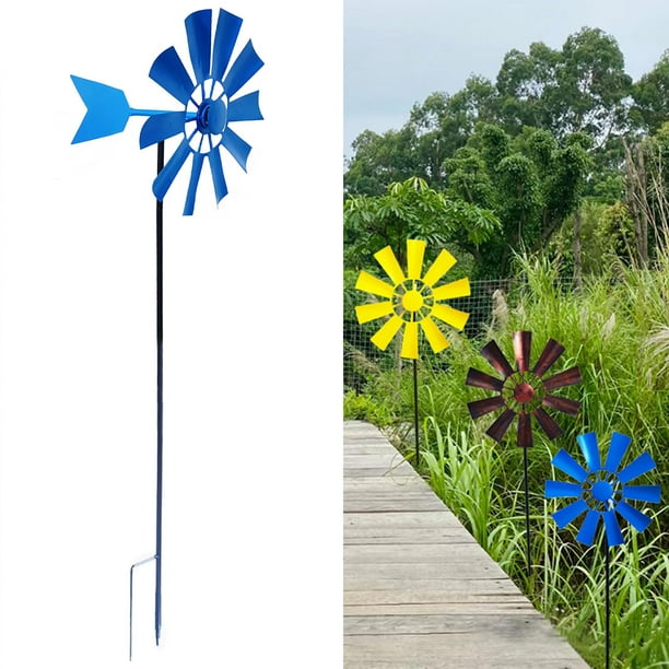 Escultura de viento Cola Metal 28 pulgadas Azul