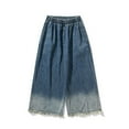 thumbnail image 4 of Pantalones de mezclilla de pierna ancha vintage para hombre, cintura elástica, rectos y con bolsillos., 4 of 5
