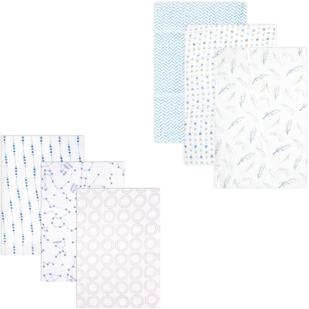Hudson Baby Boys' Muslin Swaddle Blanket, 6Pack, Choose Your Color