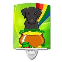Caroline's Treasures BB1979CNL Black Labrador St. Patrick's Day Ceramic Night Light, 6x4x3", multicolor