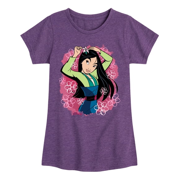 Disney Princess - Mulan Floral Watercolor Fitted Short Sleeve Graphic T-Shirt