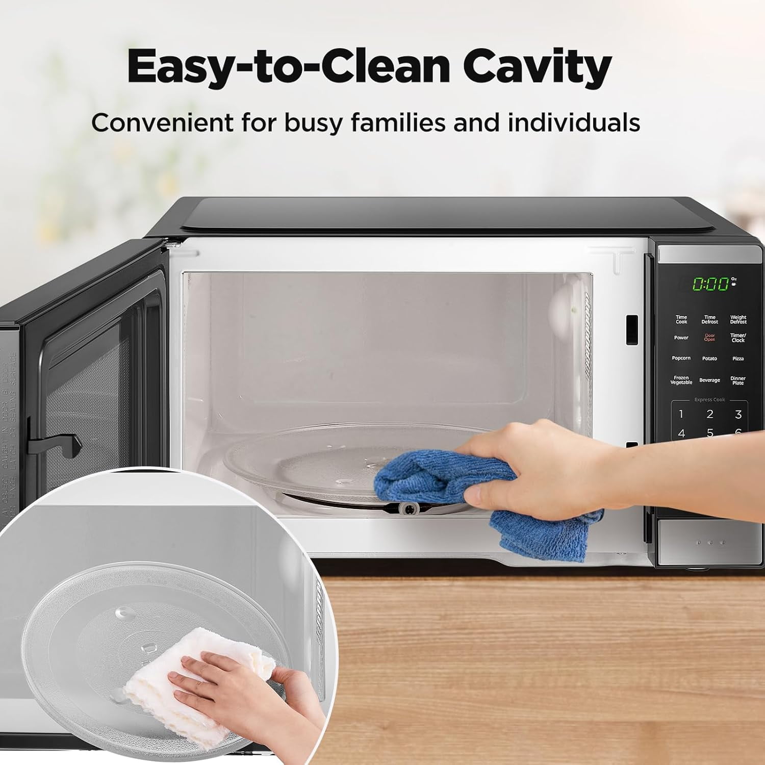 Open Box BLACK+DECKER 0.9 Cu Ft Microwave Oven Countertop , 6 Auto Menus, 10 Power Levels, Digital Panel, 900W