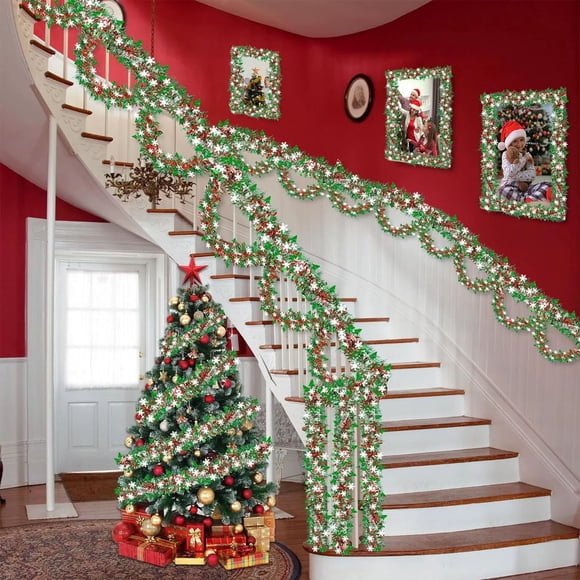 Christmas Decorative Tinsels Christmas Colored Streamers White Snowflake Christmas Tree Ribbons