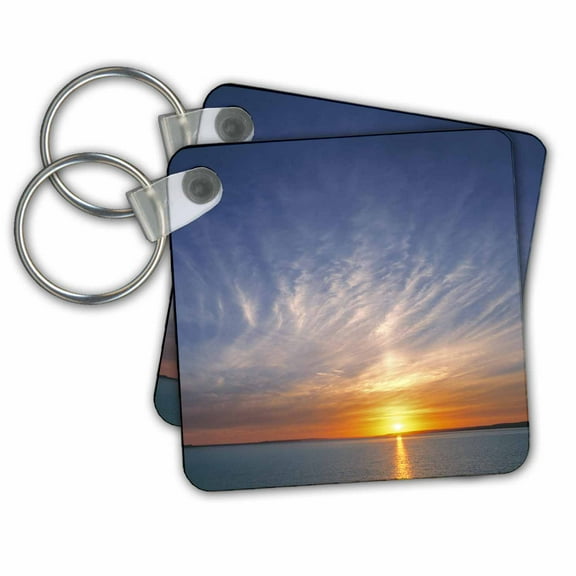 3dRose, North Dakota, Lake Sakakawea, Sunset - US35 RER0020 - Ric Ergenbright, set of 2 Key Chains