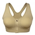 thumbnail image 1 of Deepwonder Women's Zip Front Sports Bra Wireless Post-Surgery Bra Active Yoga Sports Bras(Complexion,L), 1 of 7