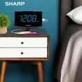 thumbnail image 5 of Reloj despertador digital SHARP con pantalla grande, carga rápida, 2 amperios, USB, diseño moderno, pantalla LED azul digital, 5 of 5