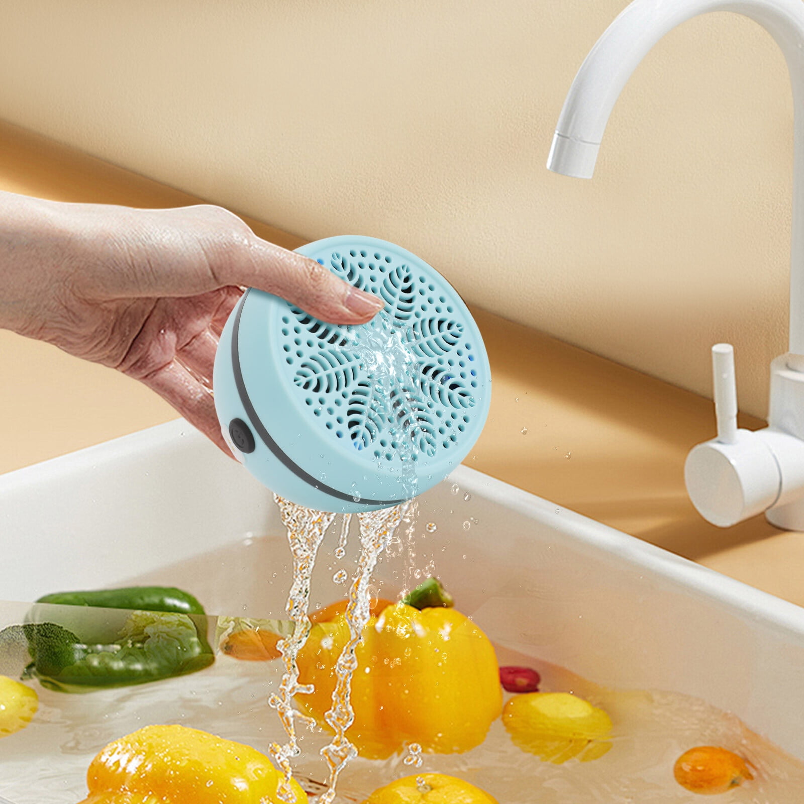 Fruit and Vegetable Washer, Fruit and Vegetable Cleaner Machine, Portable Vegetable Washing Device, High-End Sky Blue, Hydroxyl Ion Purification, Wireless Rechargeable, 3 Modes, IPX7 Waterproof