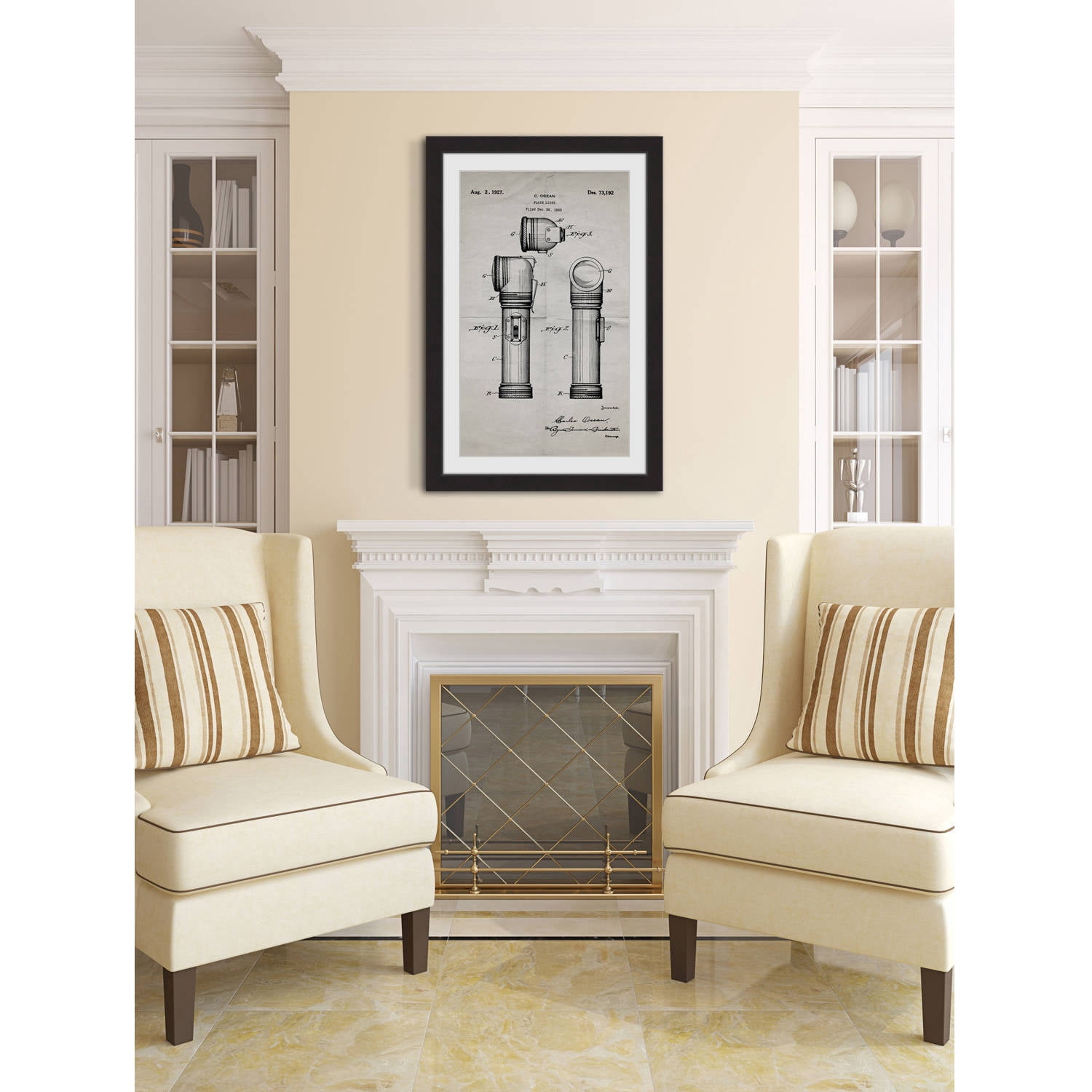 "Flashlight 1923 Old Paper" Framed Painting Print