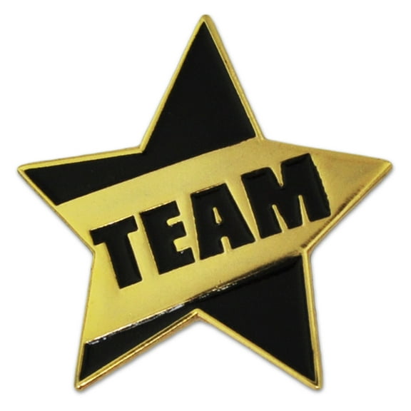 Black and Gold Team Star Teamwork Enamel Lapel Pin
