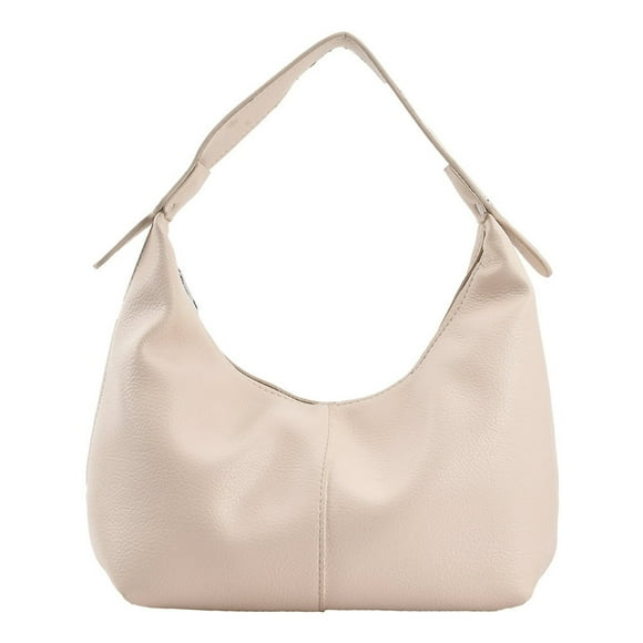 Women Armpit Purse PU Leather Lychee Pattern Ladies Half Moon Bag (Brown)
