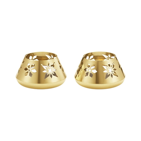 Georg Jensen Hand Polished 2pc Gold-Plated Snowflake Tea Lights, Gold