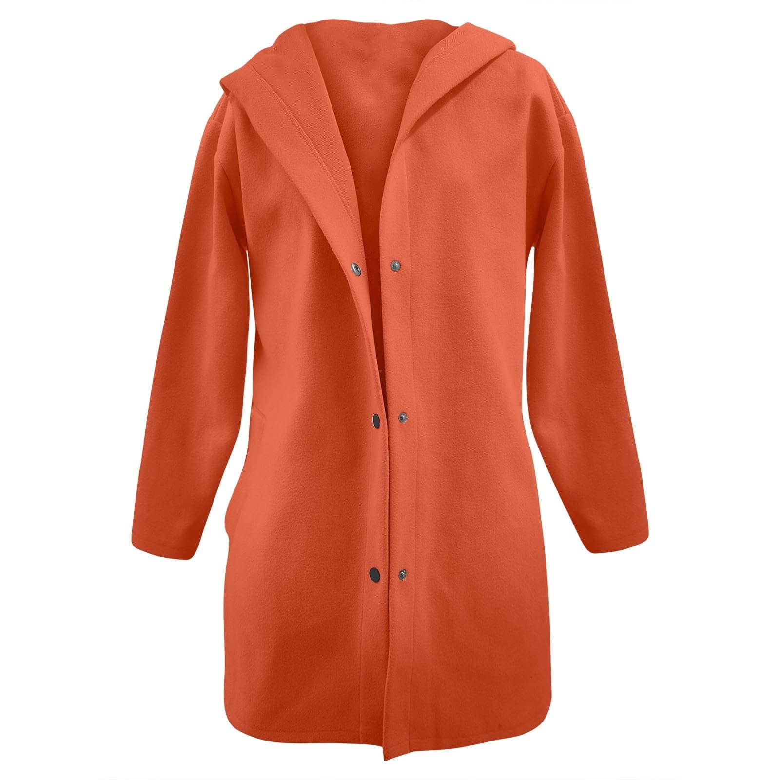 Womens Wool Peacoats with Hooded and Pockets Plus Size S-5X Snap-Button Up Coats Ladies Casual Solid Long Sleeve Comfort Outerwear