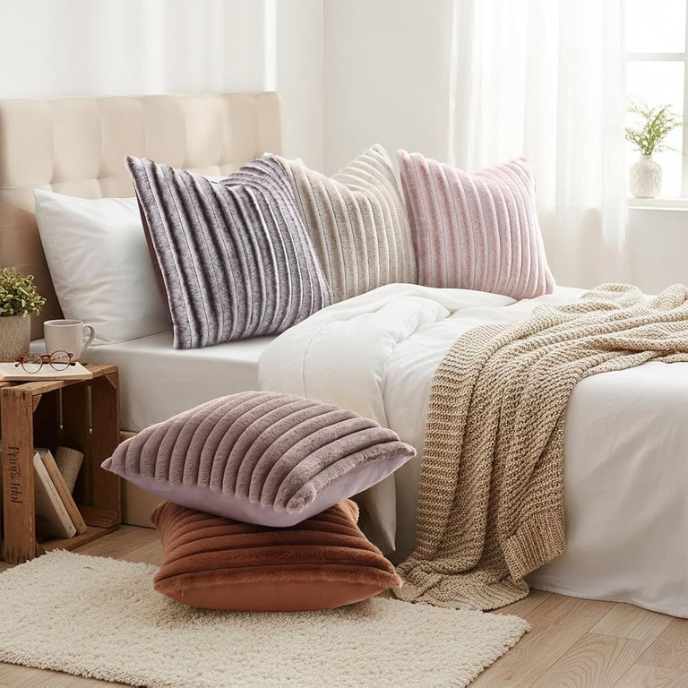 decorUhome 18x18 Faux Fur Throw Pillow Covers, Set of 2 photo 7