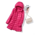 thumbnail image 1 of Chaqueta ligera con capucha de longitud media para mujer, con capucha, para otoño e invierno, desmontable, con capucha, 1 of 5