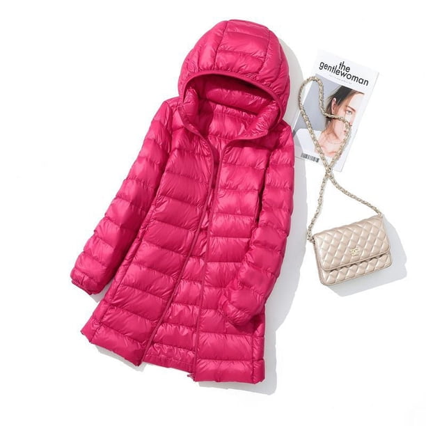 Chaqueta ligera con capucha de longitud media para mujer, con capucha, para otoño e invierno, desmontable, con capucha