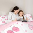 thumbnail image 5 of Manfei Pink Ribbon Bow 7pcs Queen Bedding,Fashion Polka Dot Bedding Comforter Set Queen,Pink Reversible, 5 of 7
