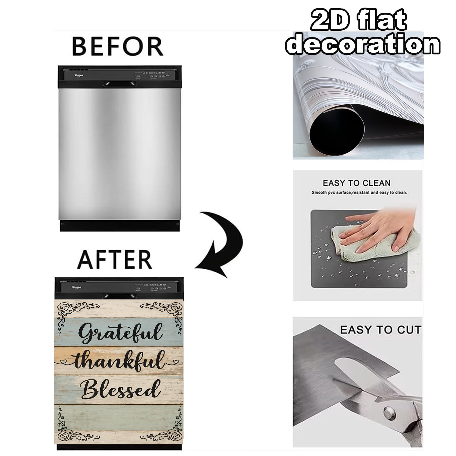 Wood Grain Blessings Dishwasher Magnet Cover, Dishwasher Front Door Decoration, Kitchen Decoration, Kitchen Dishwasher Decal, Refrigerator Panel, Magnetic Dishwasher Sticker 23 X 25.6 Inch